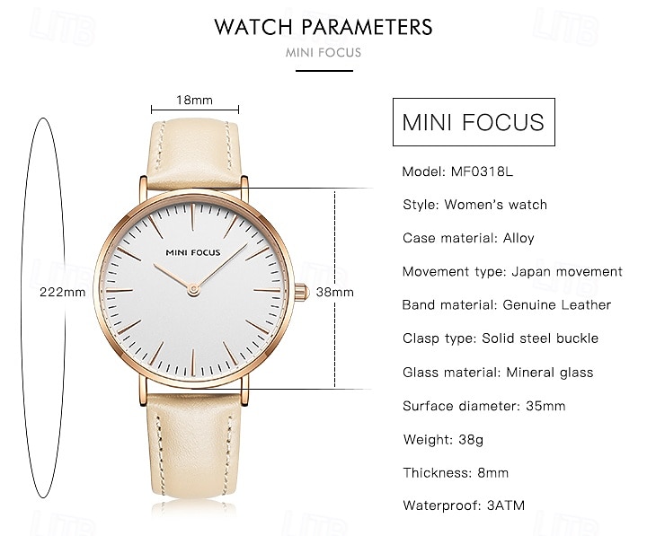MINI FOCUS Women Quartz Watch Wrist Watch Creative Large Dial Waterproof Business Waterproof Leather Watch 2025 - $32.99 –P4