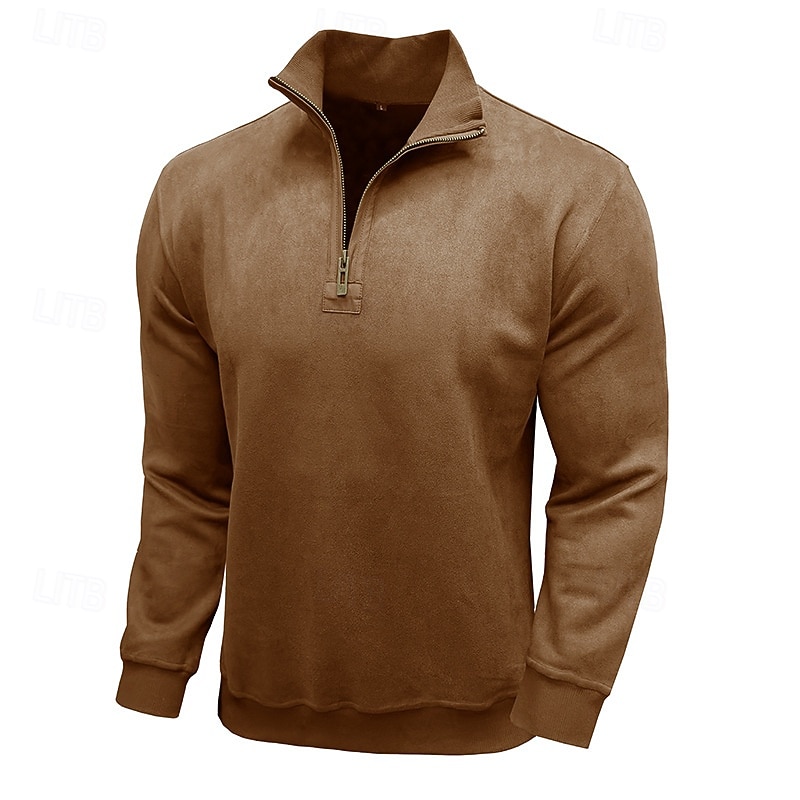 Men's Sweatshirt Quarter Zip Sweatshirt Black Army Green Royal Blue Brown Khaki Half Zip Plain Half Zip Sports & Outdoor Daily Holiday Polyester Streetwear Basic Casual Fall & Winter Clothing Apparel 2026 - $42.99 –P17