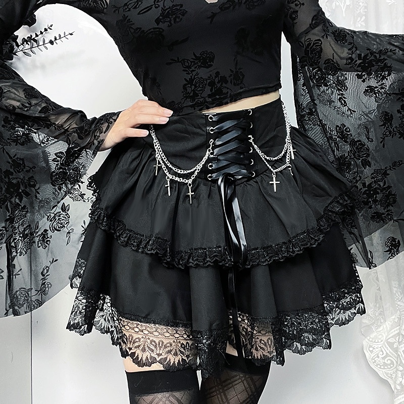Gothique Steampunk Jupe Bal Masqué Fille gothique Femmes Mascarade Soirée Adulte Jupe de 2025 ? $32.99 –P3