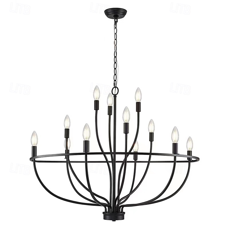 Lustre à LED suspendu 6/9/12 lumières industriel vintage grand lustre rond rustique à bougie pour salon chambre 110-240v de 2025 ? $266.59 –P9