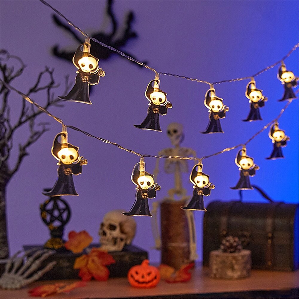 1,5m 10led halloween lanterne string spøkelse festival scene atmosfære dekorasjon lanterne string edderkoppnett flaggermus gresskar død gud festival dekorative lanterner 1stk 2025 - $11.49 –P7