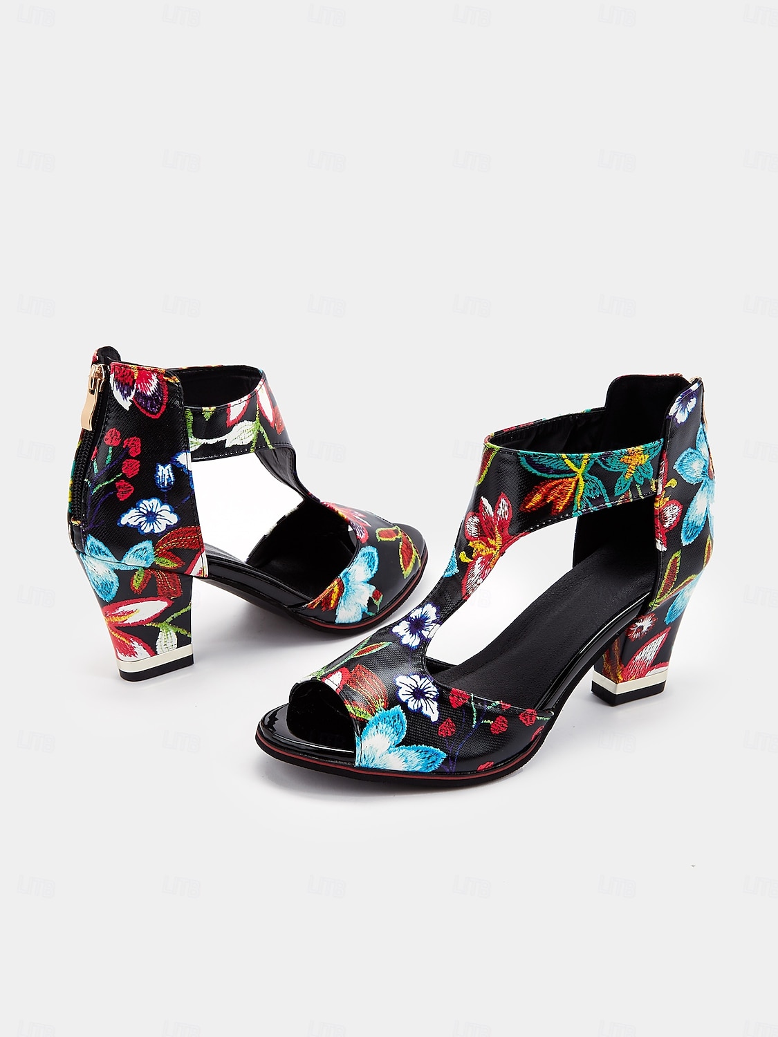 sandales à talons hauts pour femmes à imprimé floral coloré avec design découpé - chaussures élégantes à bout ouvert pour les fêtes d'été et les tenues décontractées de 2025 ? $54.99 –P2