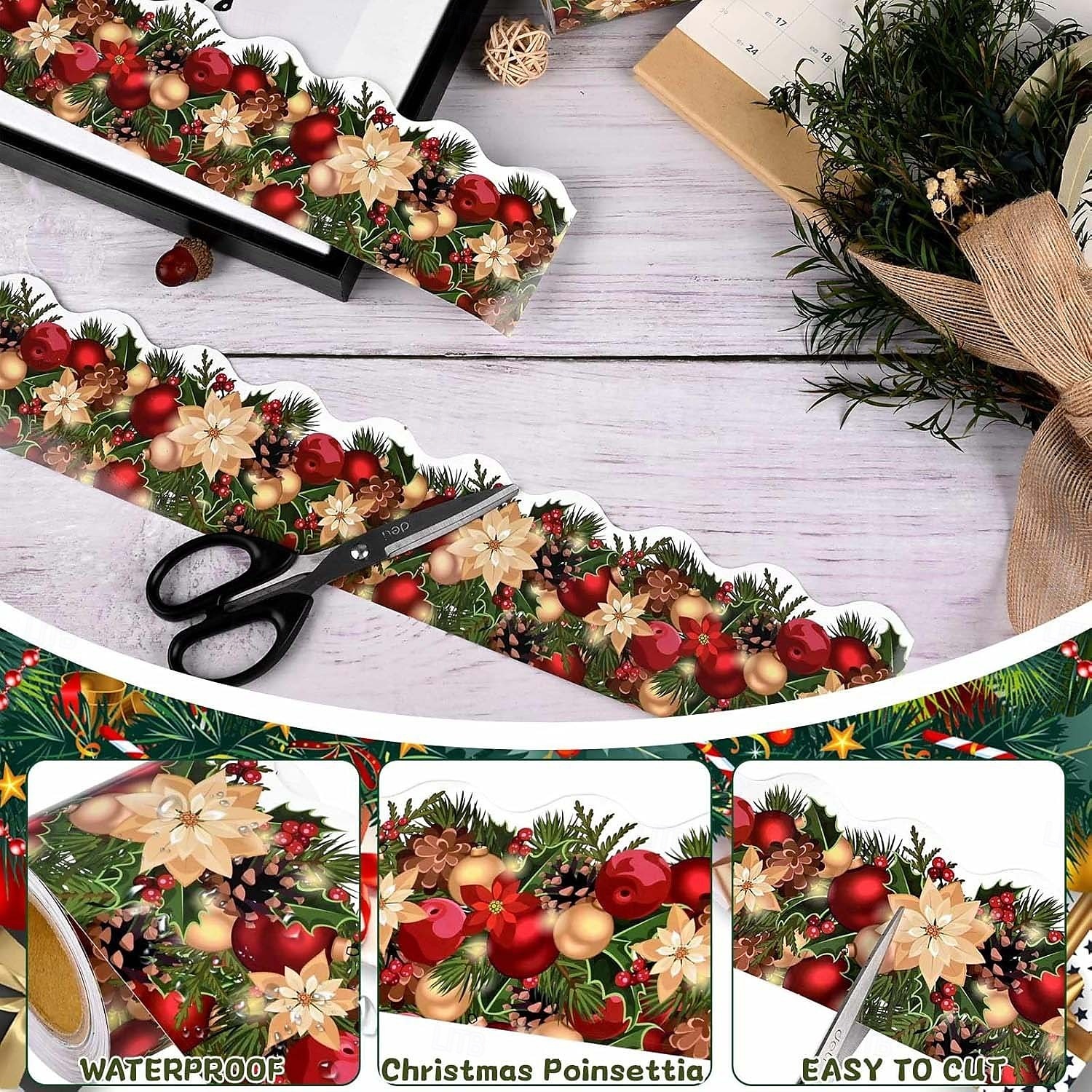 1 rolă de autocolante decorative de Crăciun - autocolante adezive de sărbători pentru proiecte de bricolaj și decorațiuni festive 2025 - $4.49 –P2
