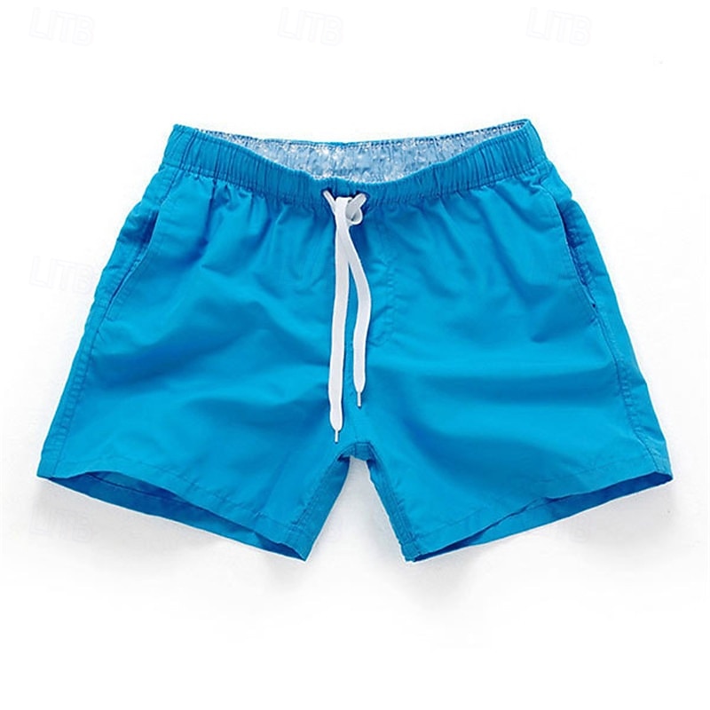 Herre Surfeshorts Badeshorts Snorer Elastisk midje Elastisk snordesign Ensfarget Hurtigtørkende Sport Kort Daglig Ut på byen Strand Gatemote Fritid Svart Hvit Mikroelastisk 2025 - $10.49 –P10