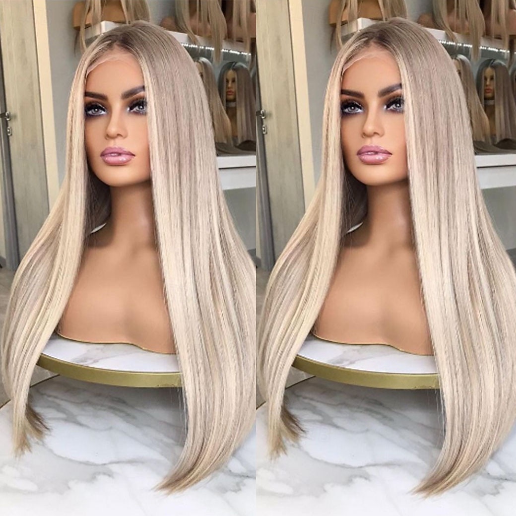 Cabelo humano remy 13x4 Lace Front Peruca Parte do meio Cabelo Brasileiro Liso Seda Multi Cores Peruca 130% 150% Densidade do Cabelo com o cabelo do bebê Cabelo com Luzes / Reflexos Riscas Naturais de 2025 por $270.59 –P3