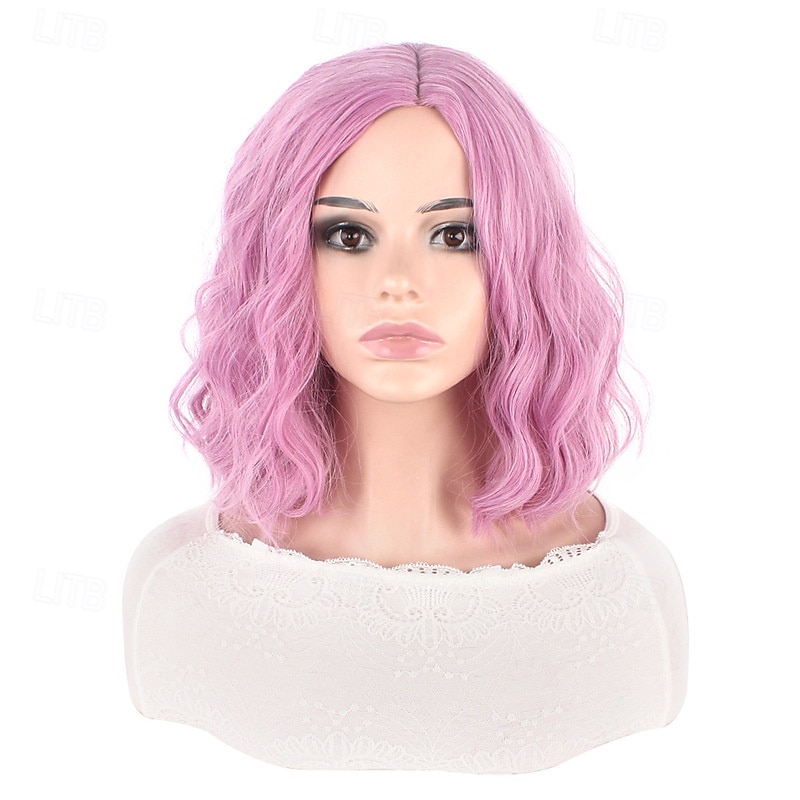 parrucche sintetiche corte da donna resistenti al calore capelli ricci parte centrale parrucca multicolore arcobaleno blu arancione sfumata del 2026 a $15.49 –P21