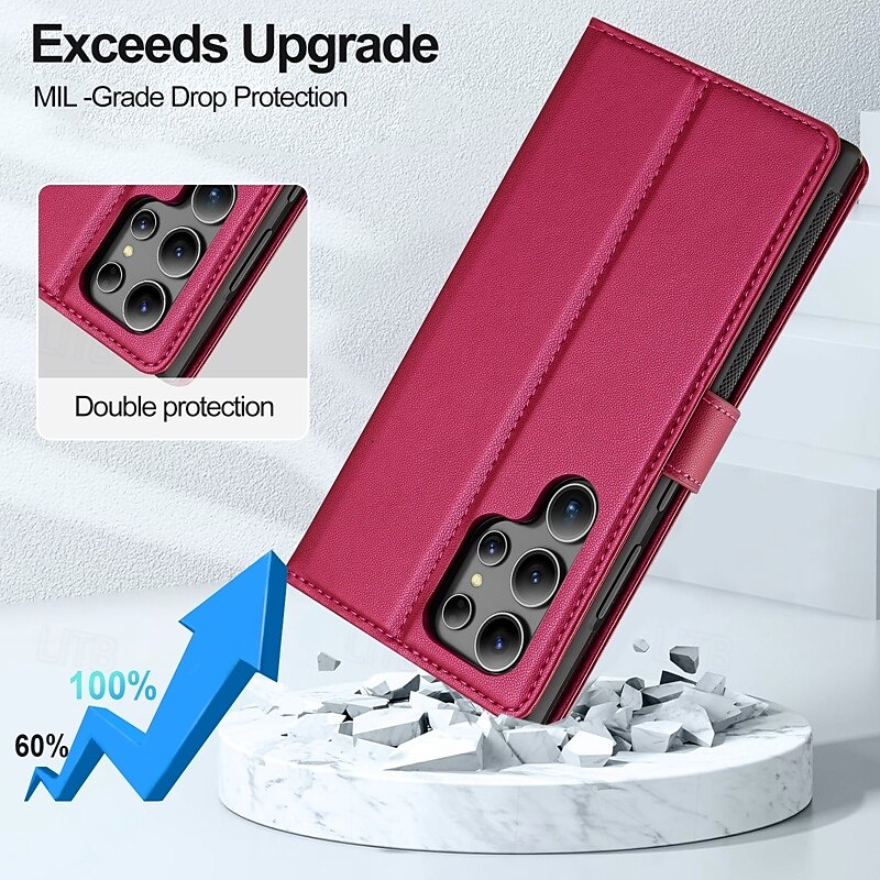 Phone Case For Samsung Galaxy S24 Ultra Plus S23 Ultra Plus S22 Plus  Ultra S21 FE A55 A35 A25 A15 5G A54 A34 A14 S20 FE S25 Ultra Back Cover Wallet Case with Stand Holder Detachable with Wrist Strap 2025 - $21.99 –P2