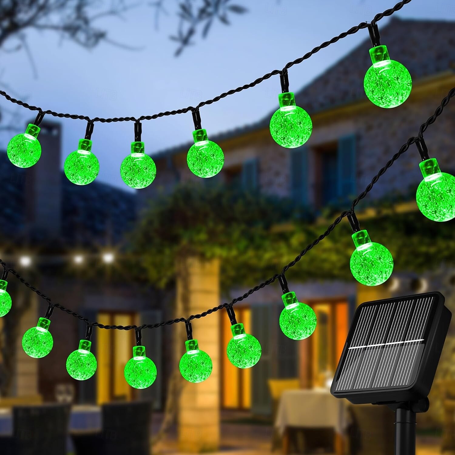 אורות מחרוזת סולארית עבור חוץ 12 מטר 100 led קריסטל אורות גלובוס עם 8 מצבים אורות מחרוזת שמש חיצונית עמיד למים לגינה עץ פטיו מסיבת מסיבת חג המולד קישוט 2025 - $21.99 –P5