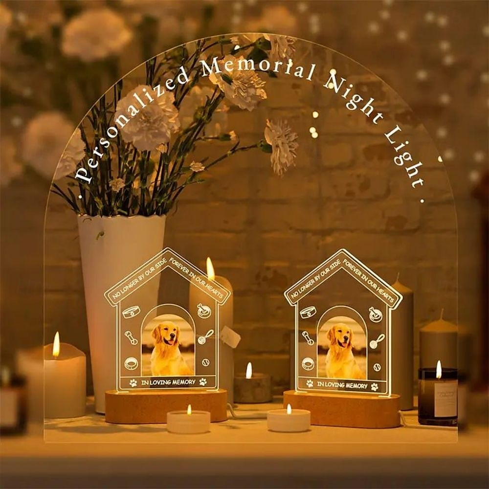 cornice per foto luminosa personalizzata, luce notturna commemorativa per animali domestici, regalo di ricordo, lampada in acrilico alimentata tramite USB, unica per gli amanti degli animali, ideale per la casa, il soggiorno e l'ufficio del 2025 a $16.49 –P2