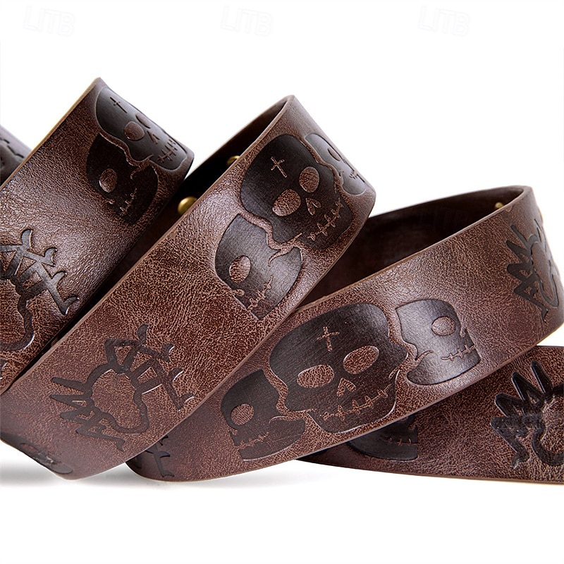 Herren Gürtel Hüftgurt Schwarz Braun PU Aleación Retro Einstellbar Totenkopf Motiv Kürbis Halloween Täglich 2025 - $14.99 –P10
