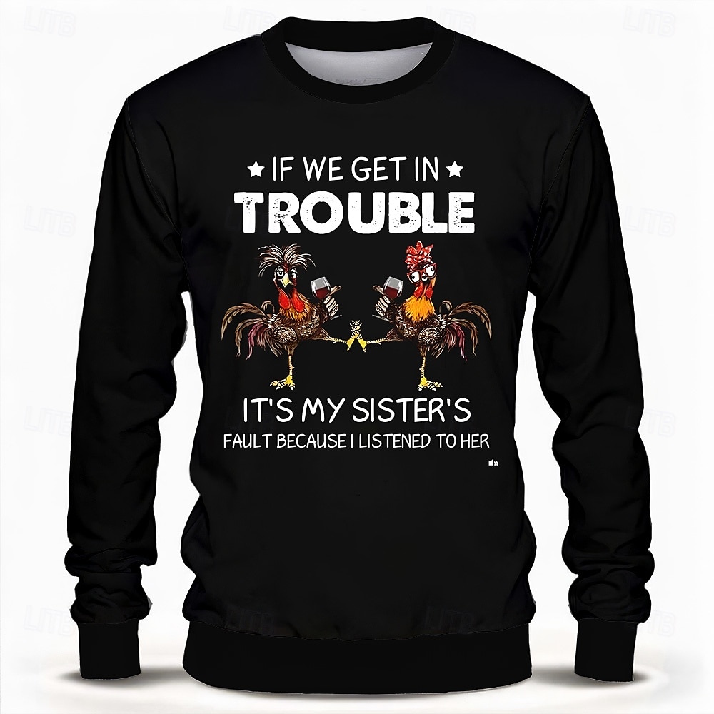 Men's If We Get In Trouble It's My Sister's Fault Because I Listened To Her Sweatshirt Long Sleeve Sweatshirt Crew Neck Fashion Daily 3D Print Vacation Fall Winter 2025 - $28.99 –P1