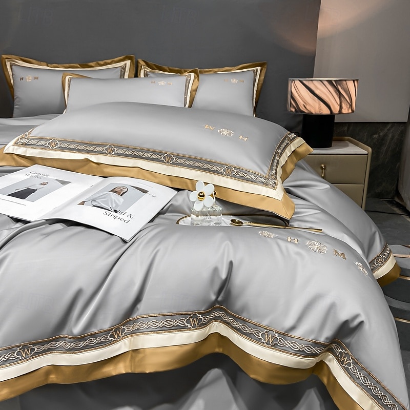 Conjunto de cama com capa de edredom de 4 peças, 100% algodão orgânico, tecido macio e respirável, inclui capa de edredom e fronhas para um sono confortável de 2025 por $196.99 –P5