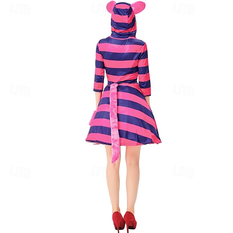 Alice in Wonderland Pohádka Cheshire Cat Halloween skupinové rodinné kostýmy Děti Dámské Dívčí cosplay Výkon Večírek předvečer Všech svatých Karneval Jednoduchý karnevalový kostým 2025 - $43.99 –P10