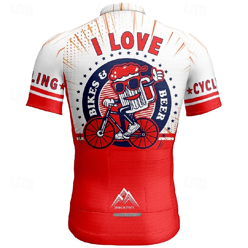 Homme Maillot de cyclisme Dessin animé Lettres & Chiffres Manche Courte Cyclisme T-shirt Maillot avec 3 poches arrière VTT Vélo tout terrain Séchage Rapide Design Anatomique Évacuation de l'Humidit de 2025 ? $30.99 –P14