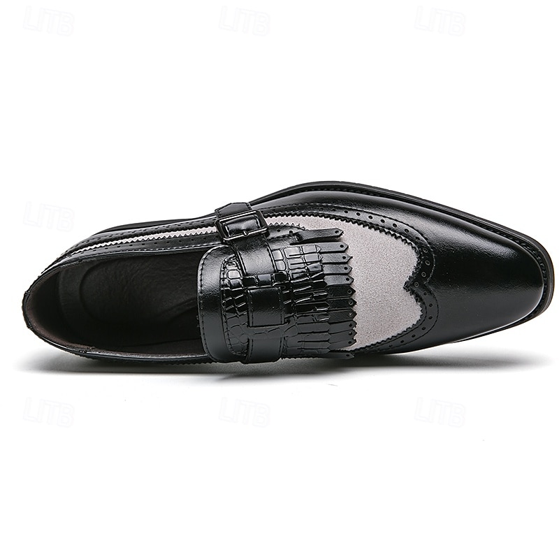mocassini da uomo retrò in similpelle - classico design brogue con fibbia e dettaglio frangia, calzature versatili ed eleganti del 2025 a $54.99 –P6