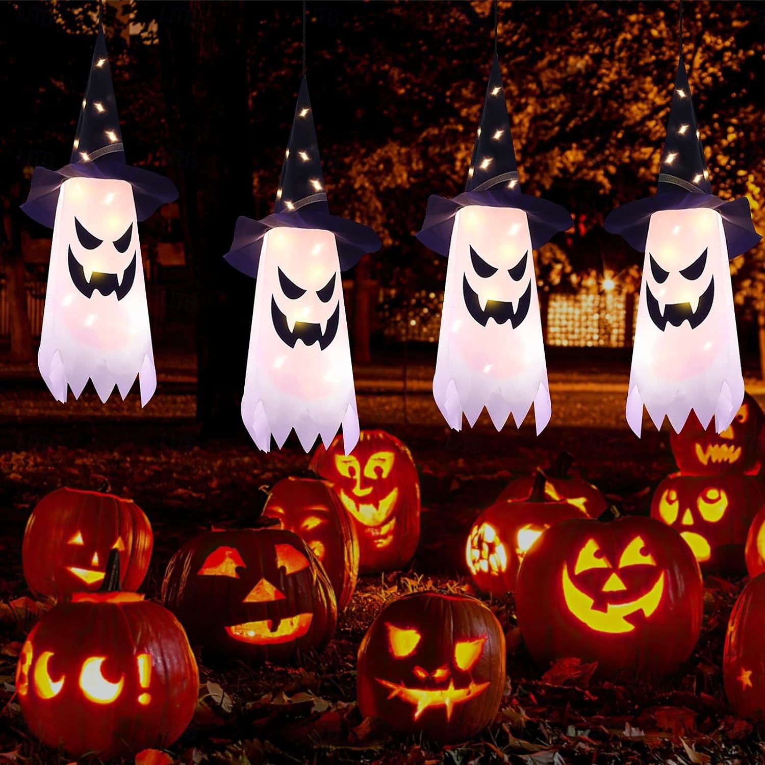 Décorations d'Halloween à suspendre, fantômes éclairés, veilleuses LED pour extérieur et intérieur, pour patio, arbre, jardin, fête d'Halloween, décoration de la maison, 1/2/4/8 pièces de 2025 ? $7.99 –P8