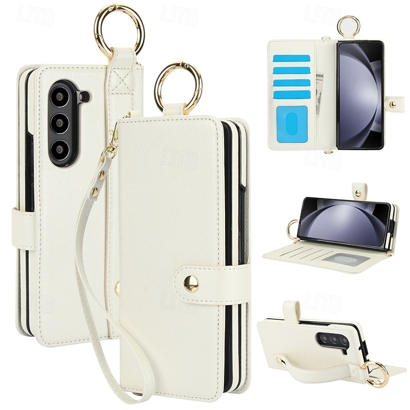 Phone Case For Samsung Galaxy Z Fold 7 Z Fold 6 Z Fold 5 Z Fold 4 Z Fold 3 Back Cover with Stand Holder with Wrist Strap Card Slot Retro TPU PU Leather 2025 - $35.99 –P2