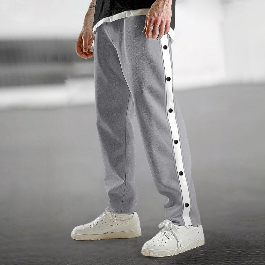 Men's Sweatpants Joggers Tear Away Pants Trousers Straight Leg Sweatpants Drawstring Elastic Waist Side Button Plain Comfort Breathable Full Length Outdoor Daily Going out Fashion Casual Black Blue 2026 - $26.99 –P4