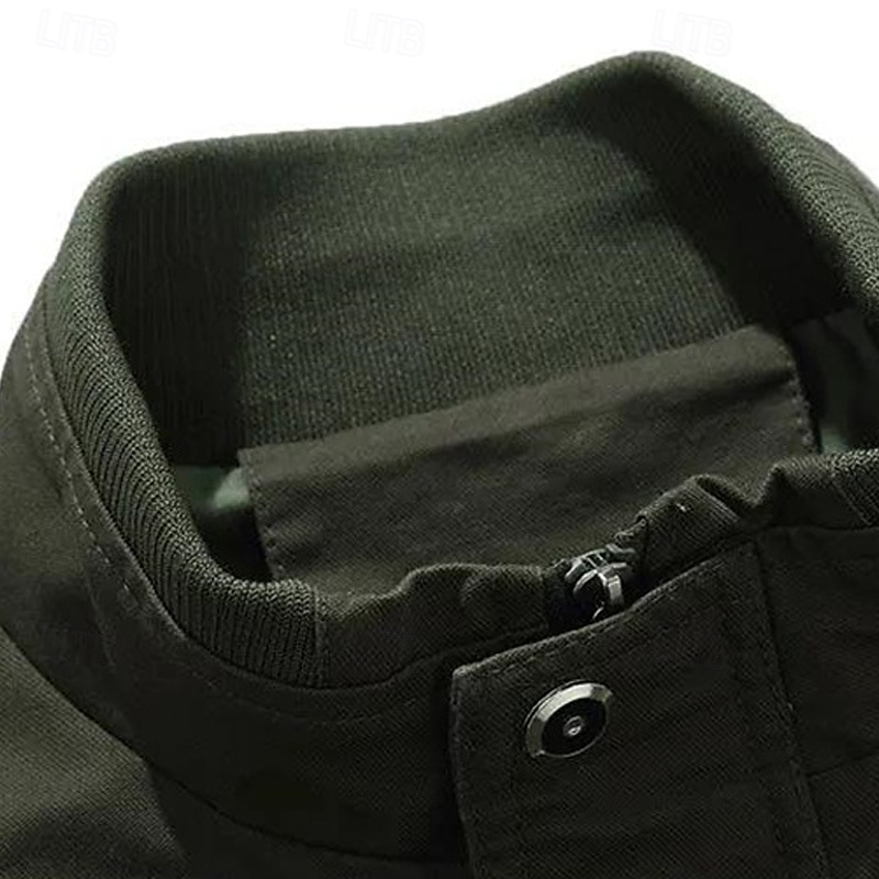 Herren Einsatzjacke übergangsjacke Ausgehen Tasche Ganzjahres Einfach Klassisch Revers Regulär Schwarz Khaki Armeegrün Jacken 2025 - $57.99 –P5