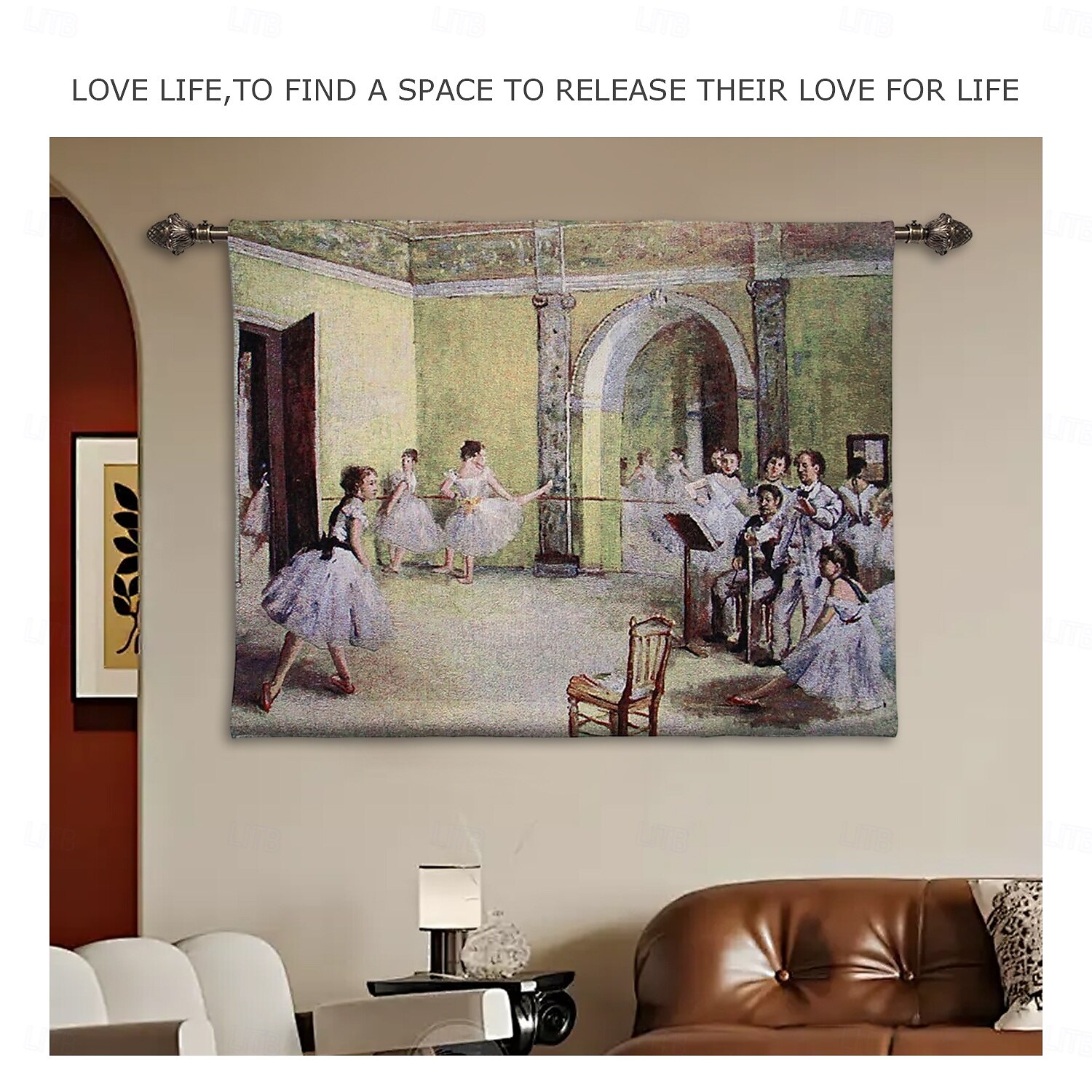 Jacquard Woven Tapestry Gobelin Aubusson Wall Art Hanging Aubusson Large Tapestry Reproduction Loom Cotton Weave Ballet Class Belgian Tapestry (without tassels and rod) 2025 - $91.99 –P8