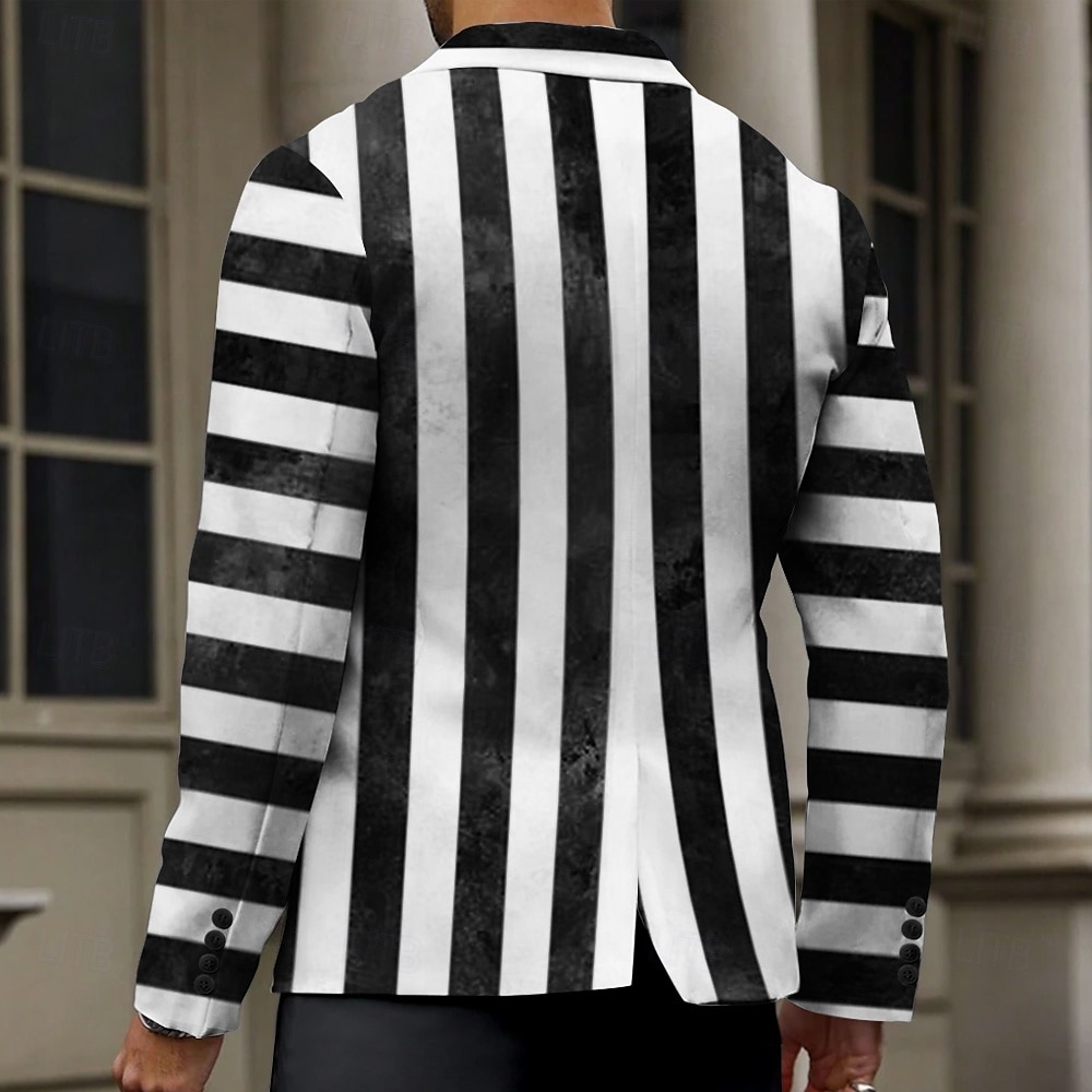 kentucky derby Voor heren Gestreept Lange mouw Strijkijzer Zakelijk Casual Feestavondkleding Dagelijks Knop 3D-afdrukken Meerdere zakken 2025 - $73.99 –P2
