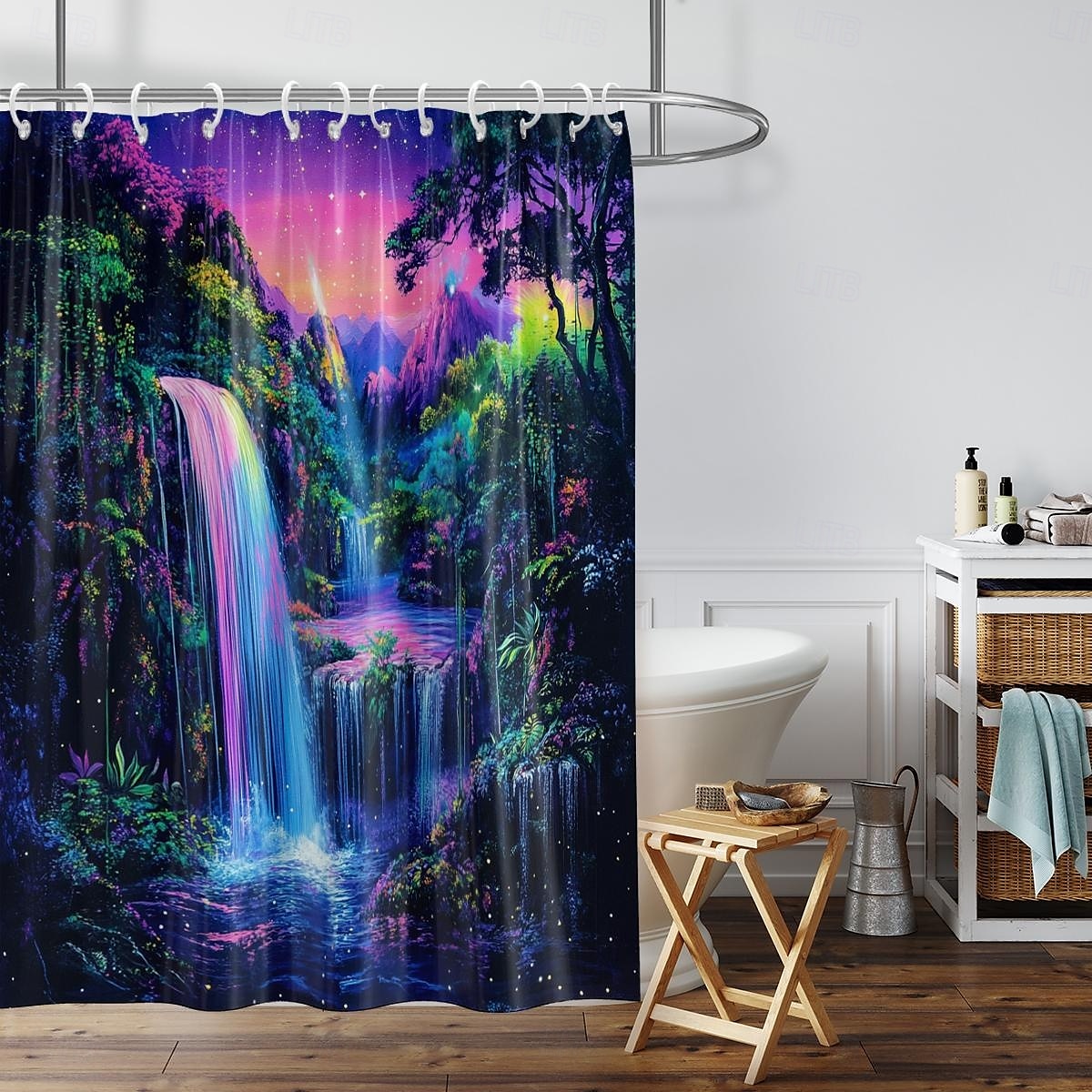 Shower Curtain with Hooks 180cm*180cm(70"*70") Polyester Washable Waterproof Forest Waterfall Pattern Bathroom Bathtub Decor 2025 - $19.99 –P11
