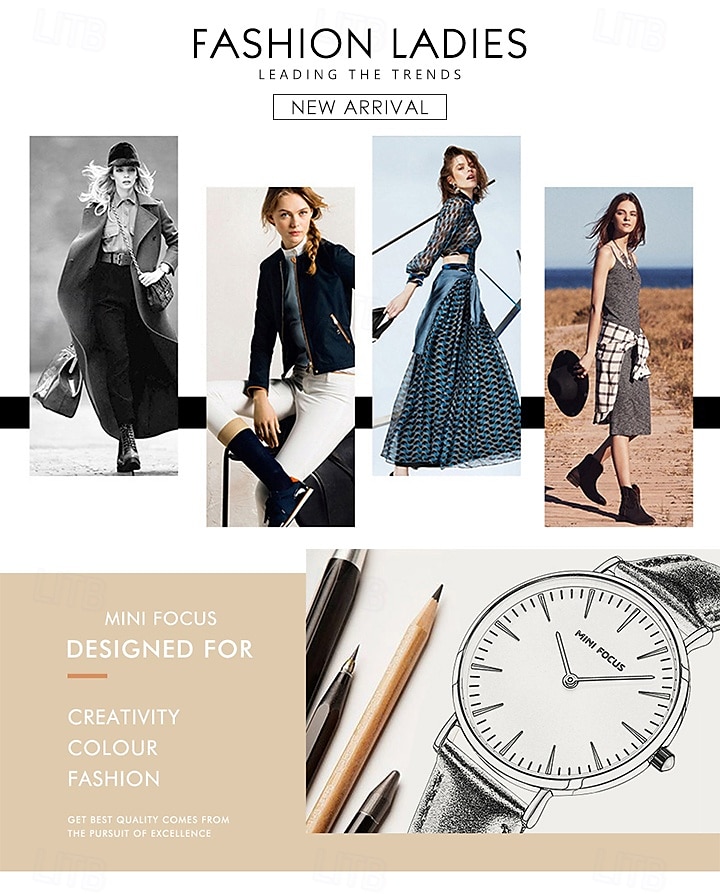 MINI FOCUS Women Quartz Watch Wrist Watch Creative Large Dial Waterproof Business Waterproof Leather Watch 2025 - $32.99 –P2