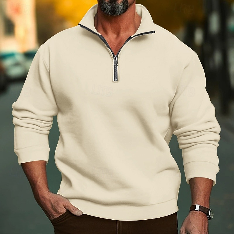 Homens Moletom Moletom com zíper Adamascado Preto Branco Vermelho Cinza Claro Meio Zíper Tecido Desportos e Ar livre Diário Feriado Roupa de rua Básico Casual Primavera & Outono Roupa Moletons de 2025 por $30.99 –P4