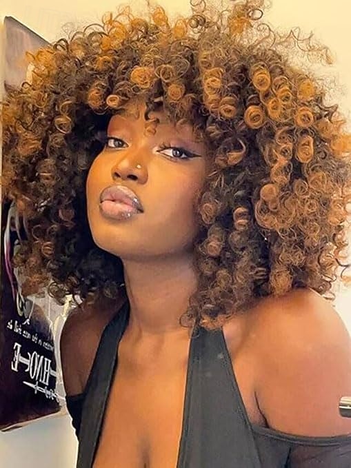perruques afro bouclées pour femmes noires perruque courte bouclée avec frange boucles crépues cheveux bouclés perruques synthétiques pour femmes afro-américaines de 2025 ? $25.99 –P2