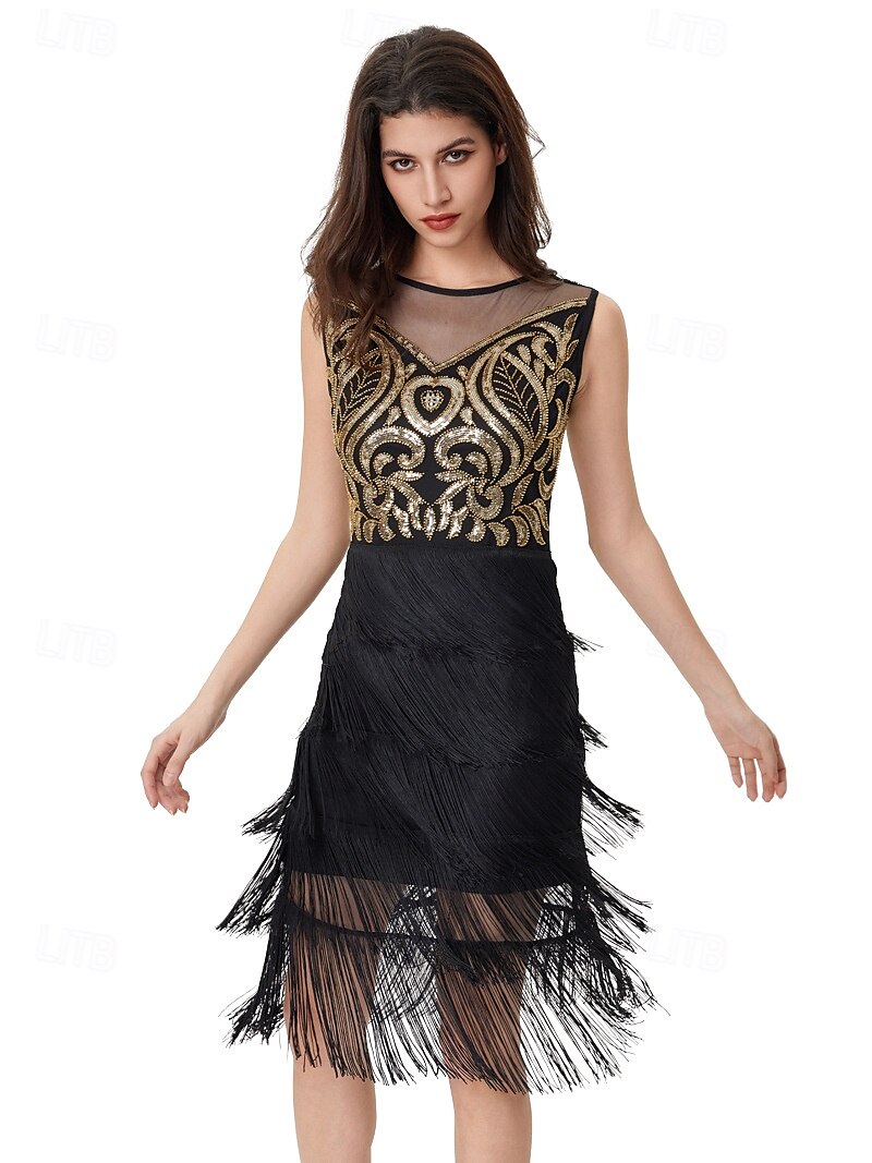 Retró Ordító 20-as évek 1920-as évek Flapper ruha Szerepjáték Jelmezek Felszerelések A nagy Gatsby Esküvői Vendég Flitter Rojt Női Karácsony Mindszentek napja Farsang Halloween Buli / Este Esküvői 2025 - $95.99 –P2