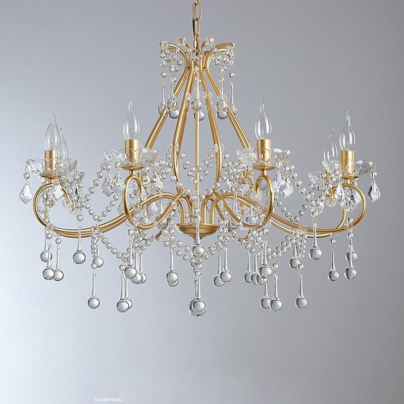 lampadario a led bianco caldo 6/8 luci 60cm/80cm lampadario di design unico in cristallo europeo di lusso francese retrò e12/e14 per camera da letto sala da pranzo 110-240v del 2025 a $515.99 –P8