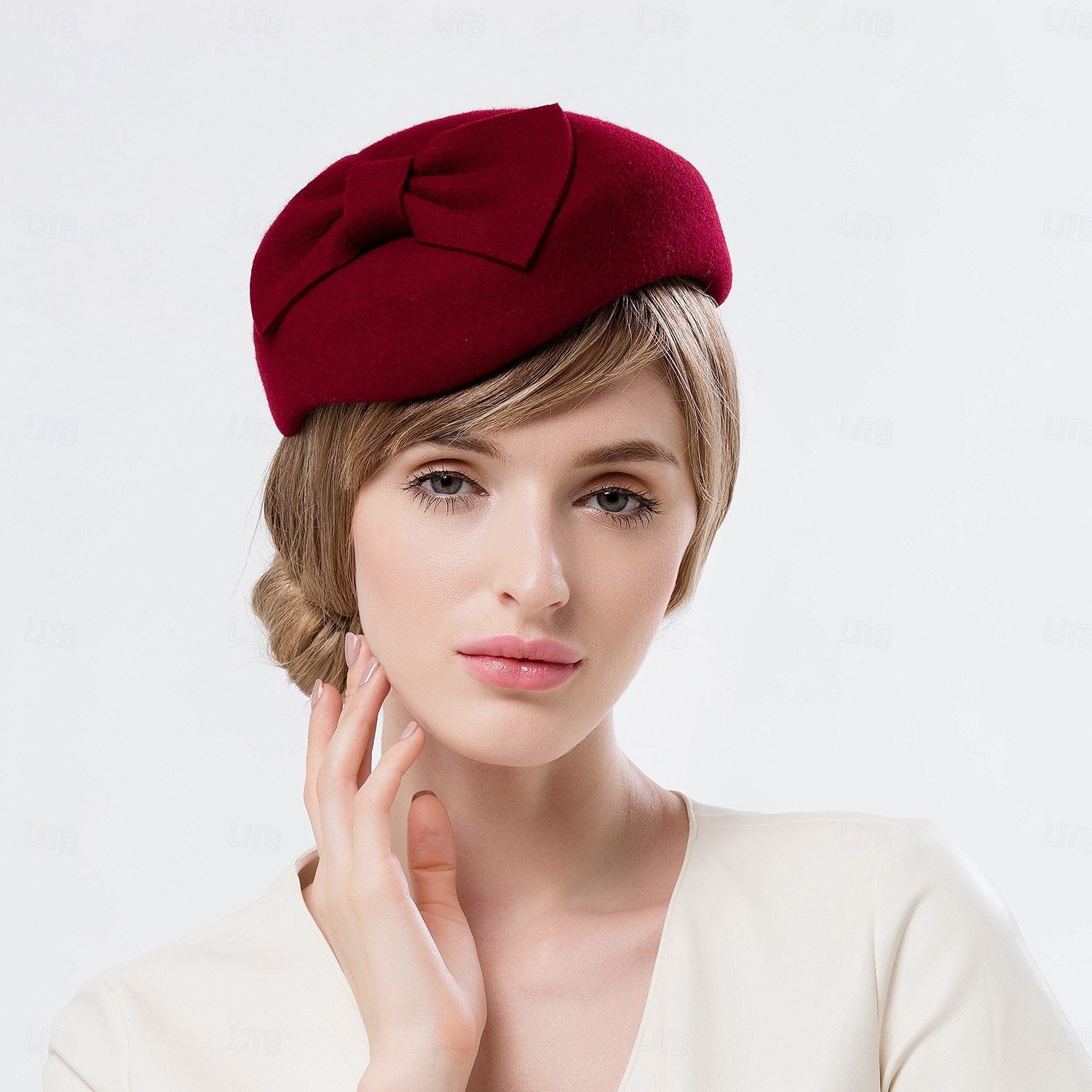 Hats 100% Wool Beret Hat Saucer Hat Wedding Tea Party Elegant Wedding With Bowknot Pure Color Headpiece Headwear 2025 - $39.99 –P5