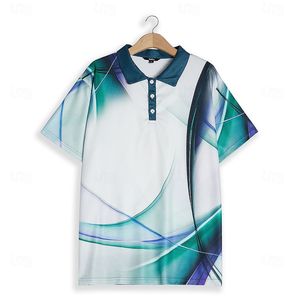 Men's Geometric Waffle Polo Shirts Golf Shirt Short Sleeve Polo Shirts Collared Shirts Business Casual Vacation Wear Formal Wear Festival Wear Buttons 3D Print Army Green Red Blue 2025 - $22.99 –P1