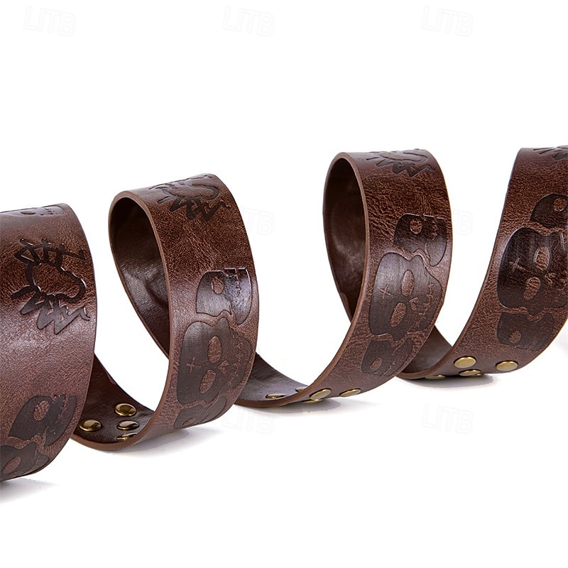 Herren Gürtel Hüftgurt Schwarz Braun PU Aleación Retro Einstellbar Totenkopf Motiv Kürbis Halloween Täglich 2025 - $14.99 –P11