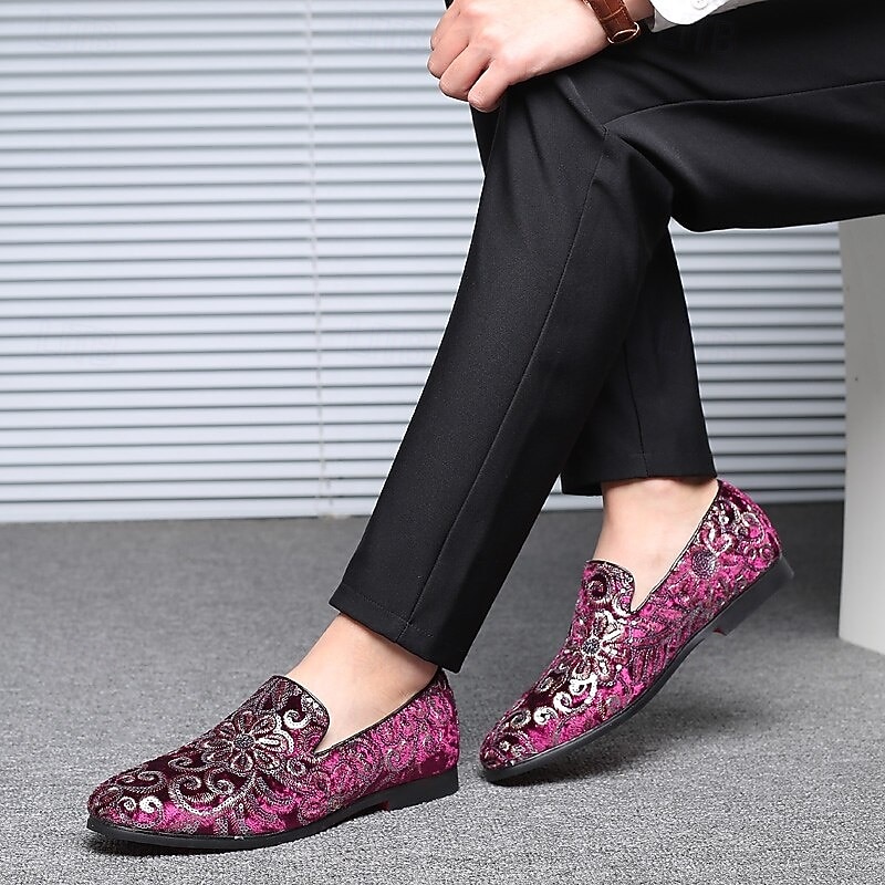 Herren-Loafer aus Stoff mit Pailletten - luxuriöses Blumendesign, Partyschuhe im Vintage-Stil für besondere Anlässe 2026 - €44.99 –P6