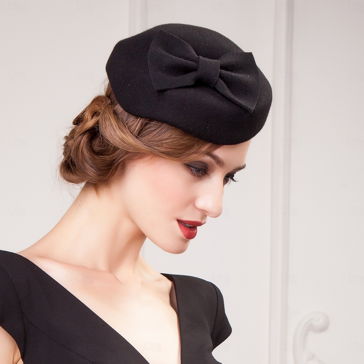 Hats 100% Wool Beret Hat Saucer Hat Wedding Tea Party Elegant Wedding With Bowknot Pure Color Headpiece Headwear 2025 - $39.99 –P2