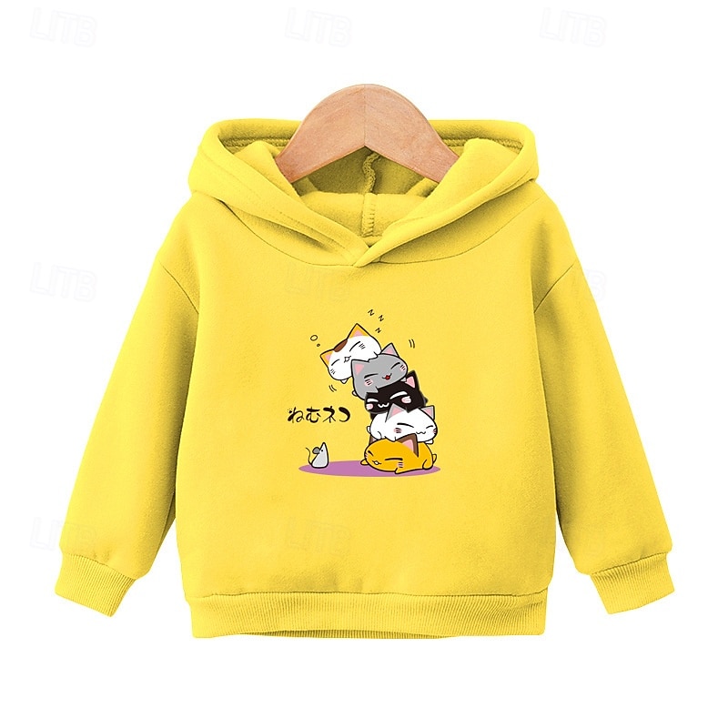 Jungen Mädchen 3D Karikatur Katze Kapuzenshirt Langarm Herbst Winter Modisch Basic kinderkleidung 4-7 Jahre Mit Kapuze Outdoor Casual Täglich Regular Fit 2025 - $7.99 –P1