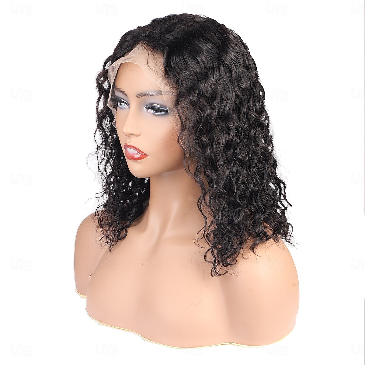 parrucca corta in pizzo bobo con capelli umani 13*4, onda d'acqua, densità 150% del 2025 a $180.99 –P3