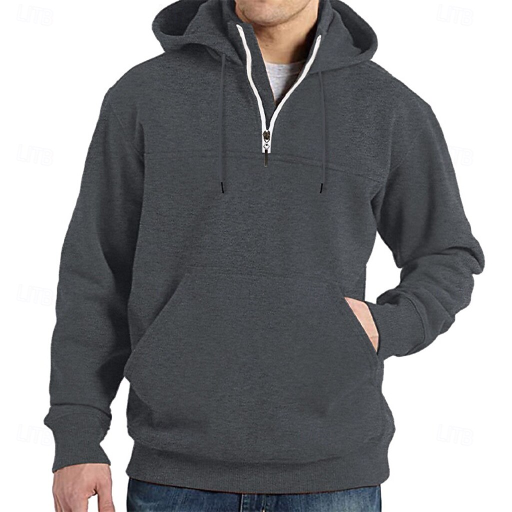 Per uomo Felpa con cappuccio Felpa con cappuccio e cerniera a un quarto Felpa con cappuccio tattica Compatto Nero Vino Blu marino Verde scuro Cachi Con cappuccio Liscio Sportivo Giornaliero Per eventi del 2025 a $27.99 –P6
