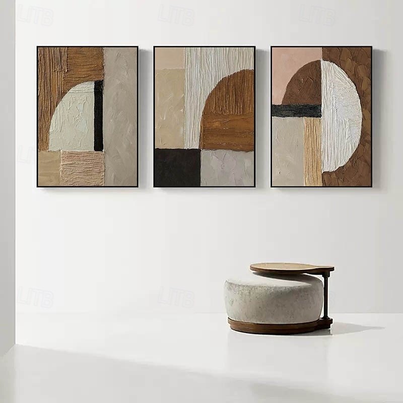 art mural wabi sabi marron et blanc peint à la main peinture abstraite marron et noire sur toile peinture texturée blanche grande décoration murale neutre pour le salon cadre tendu de 2025 ? $131.99 –P1
