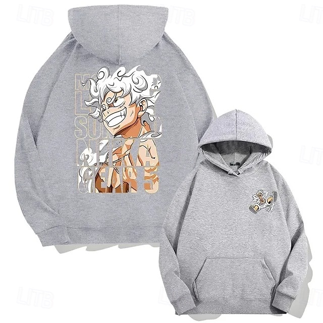 One Piece Majom D. Luffy Luffy Gear 5 Kapucnis felsőrész Pullover Nyomtatott Elülső zseb Grafikus Kompatibilitás Páros Férfi Női Felnőttek Álarcos mulatság Forró bélyegzés Parti Alkalmi / Napi 2025 - $29.99 –P4