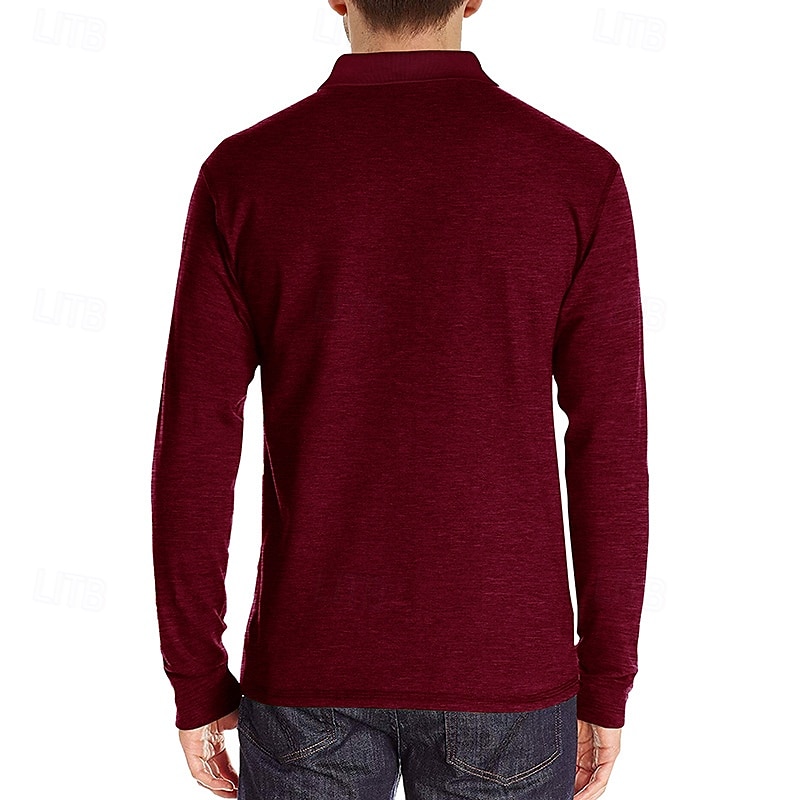 Herr Golftröja golfpolo Arbete Ledigt Kavajslag Långärmad Grundläggande Modern Ensfärgat Knapp Ficka Vår & Höst Normal Vin Aprikos Svart Vit Mörkröd Gul Golftröja 2025 - $21.99 –P20