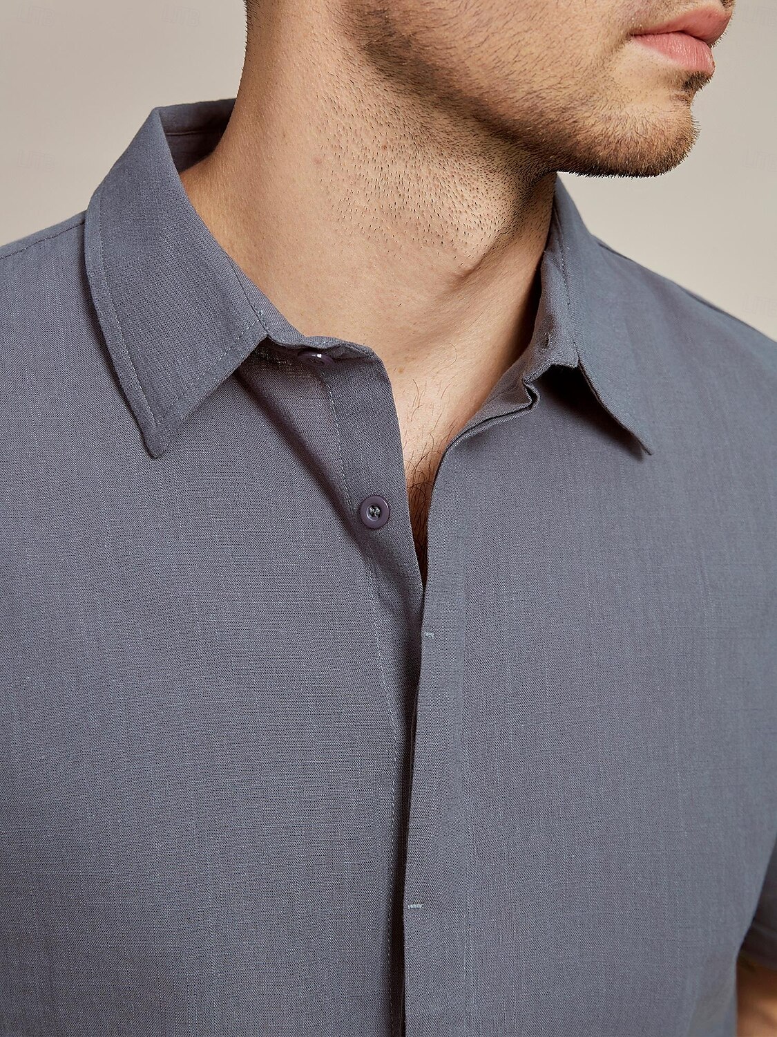 Herren Hemd leinenhemd Sommerhemd Lässiges Hemd Strandhemd Glatt Casual Täglich Dunkelgray Kurzarm Kargen Sommer Bekleidung 2025 - $23.99 –P4