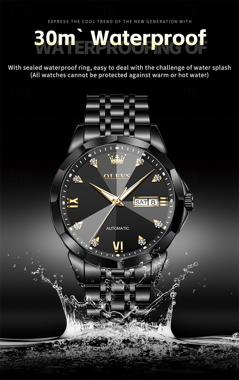 New Olevs Olevs Brand Fashion Trend Men'S Business Watch Decorative Luminous Calendar Week Display Automatic Mechanical Watch Leisure Waterproof Sports Watch 2025 - $74.99 –P6
