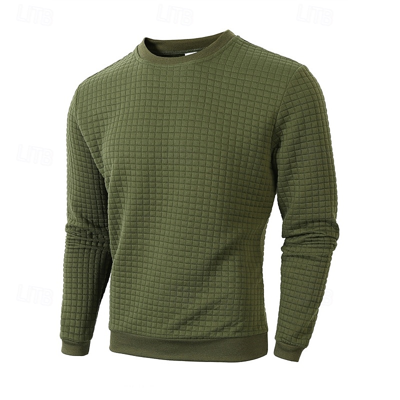 Bărbați Hanorca Hanorac Waffle Negru Alb Verde Militar Kaki Gri Închis Stil Nautic Simplu Striat Texturat Textură tricotată Sporturi & Exterior Zilnic Concediu Poliester Șic Stradă De Bază Casual 2026 - $18.99 –P12