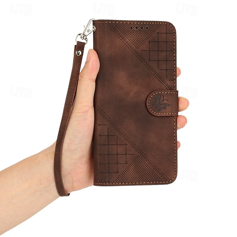 telefon Carcasă Pro S24 S23 S22 S21 Ultra Plus A55 5G S20 FE S25 Ultra Pouzdro na peněženku Magnetické s poutkem na zápěstí Stojánek Motýl Geometriské vzory TPU PU kůže 2025 - $15.99 –P7