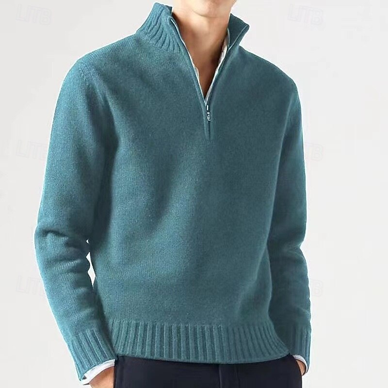 Herren Pullover Strickpullover Pullover mit Viertelreißverschluss Gerippt Stricken Standard Strick Feste Farbe Viertel Postleitzahl Modisch Basic Freizeitskleidung Verabredung Bekleidung Herbst Winter 2026 - $30.99 –P6
