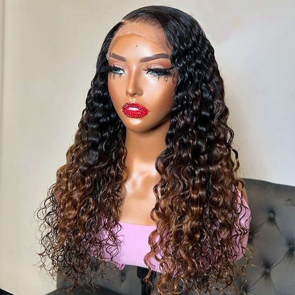 Unprocessed Virgin Hair 13x4 Lace Front Wig Free Part Brazilian Hair Curly Multi-color Wig 130% 150% Density with Baby Hair Ombre Hair For Women wigs for black women Long Human Hair Lace Wig 2025 - $218.19 –P3