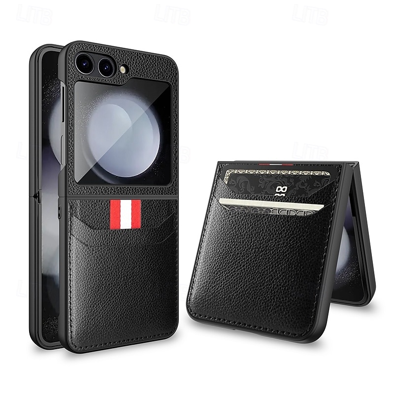 telefono Custodia Per Samsung Galaxy Z Flip 6 Z Flip 5 Copertura Posteriore con Proteggi Schermo Slot per Carte Resistente agli urti Retrò PC Pelle PU del 2025 a $20.99 –P1