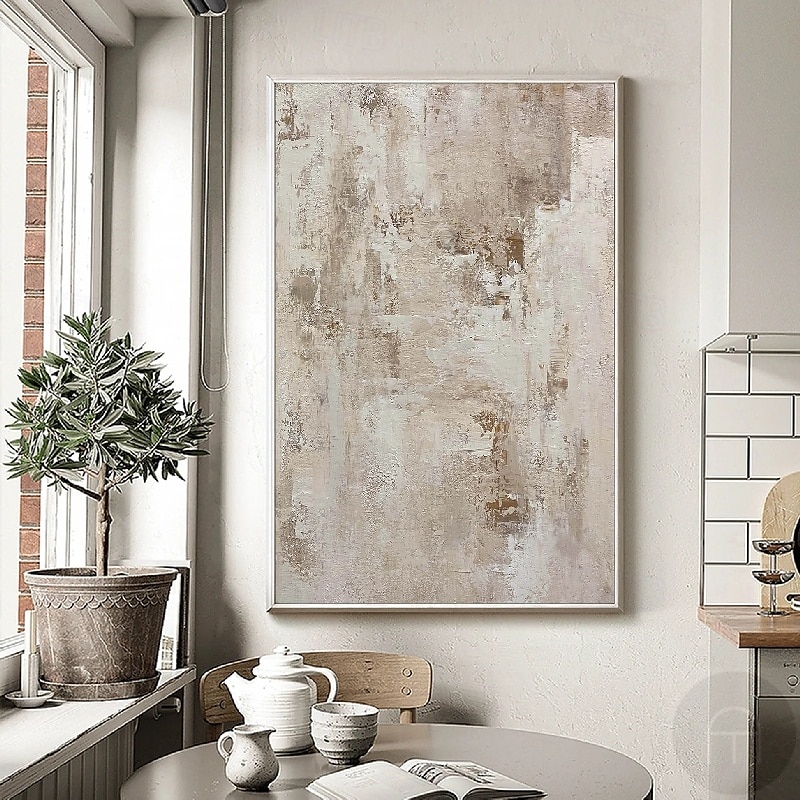 abstrakt oljemålning handmålad beige brun och grön målning handgjord brun wabi sabi konstverk oljemålning handmålad texturerad oljemålning beige oljemålning abstrakt canvaskonst modern inredning 2025 - $108.99 –P1